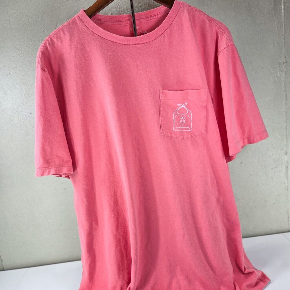 Vineyard Vines Lobster Pocket T-Shirt Men’s XL Coral Pink Double Sided